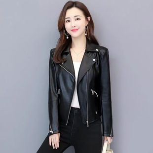 春秋小皮衣绵羊皮夹克机车外套潮 修身 2025新款 海宁真皮皮衣女短款
