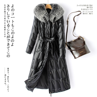 2025冬季新绵羊皮羽绒服女中长款过膝大衣鹅绒服真皮皮衣皮草外套