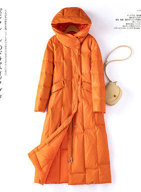 真皮皮衣绵羊皮羽绒服女中长款