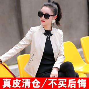 海宁真皮皮衣女外套2025春秋季新款修身显瘦绵羊皮短款立领皮夹克