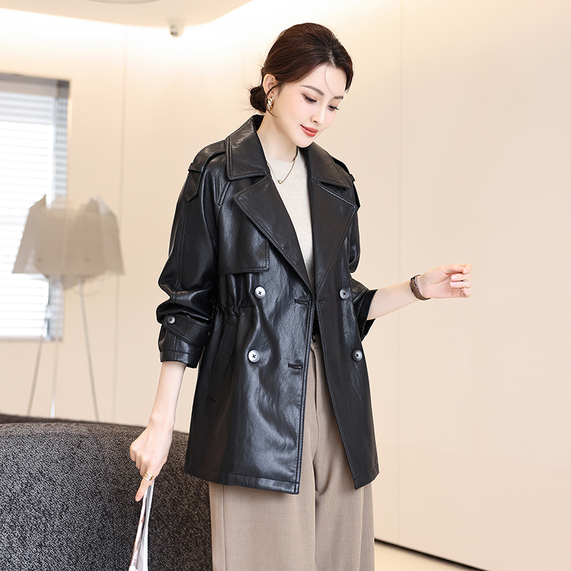 皮衣女款宽松2025新款秋装高级感皮风衣真皮海宁中长款绵羊皮外套