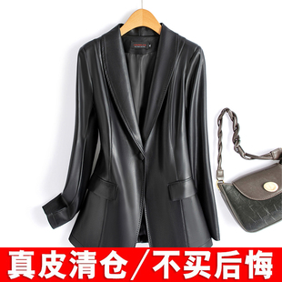 小西服显瘦西装 修身 领皮夹克外套 海宁真皮皮衣女短款 2025春秋新款