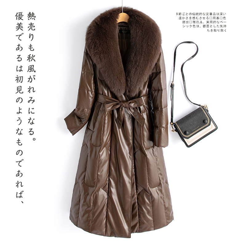 海宁真皮羽绒服女中长款鹅绒绵羊皮2024冬季新款加厚保暖皮衣外套