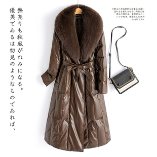 海宁真皮羽绒服女中长款鹅绒绵羊皮2025冬季新款加厚保暖皮衣外套