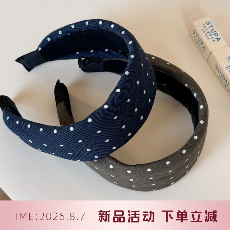 韩系波点宽边头箍女高级感日常外