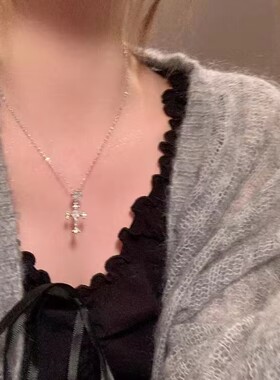 十字架镶钻项链女轻奢小众潮酷辣