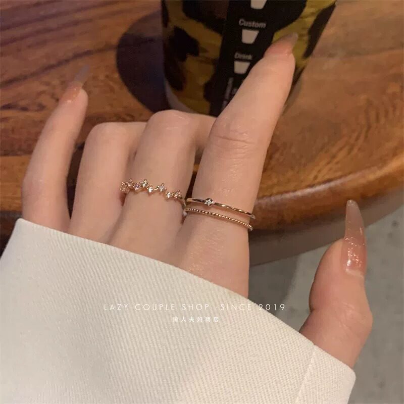 合金戒指精致戒指女轻奢开口指环小众设计双层食指戒高级感