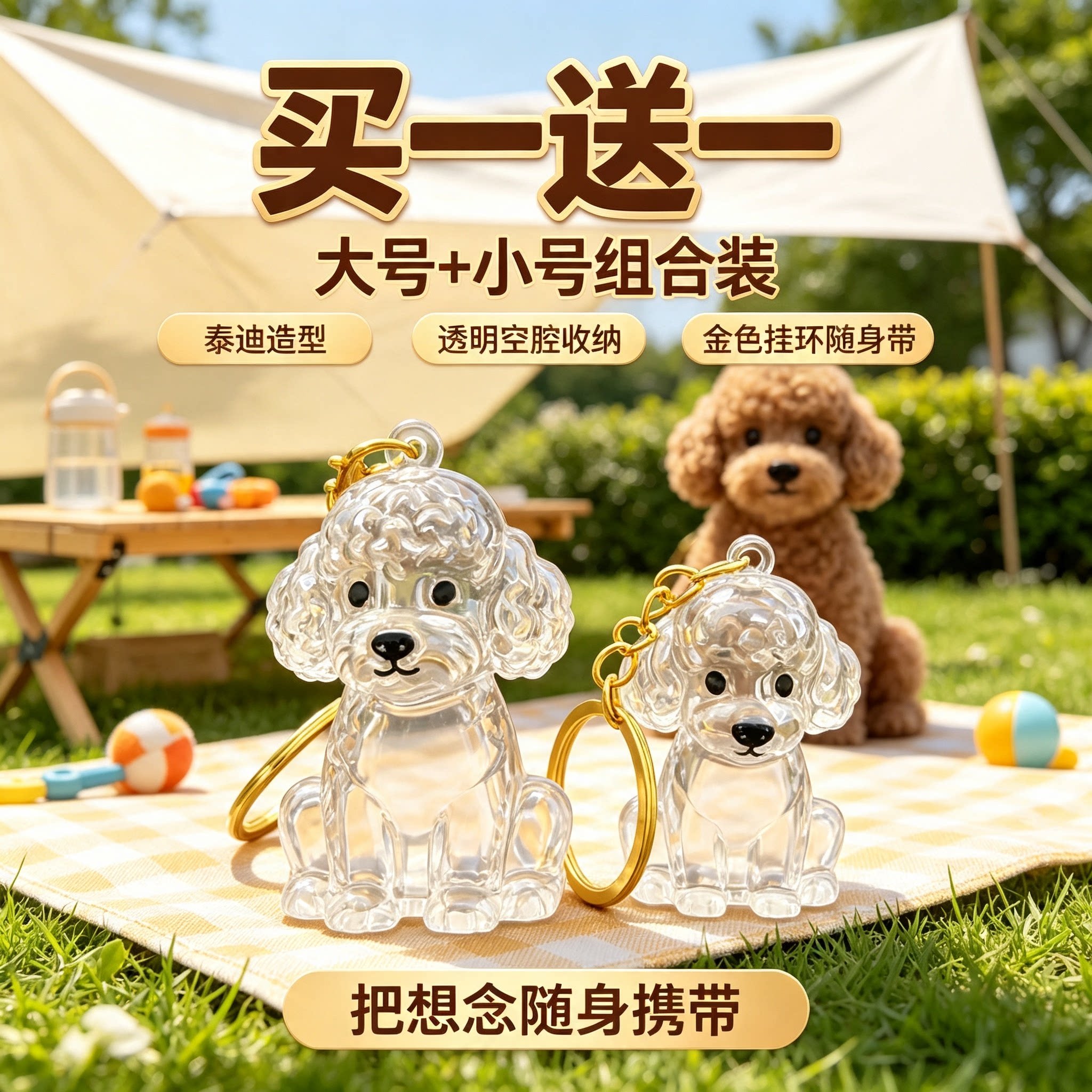 2026新款泰迪毛发收纳挂件宠物毛孩子纪念钥匙扣可存狗毛随身吊坠