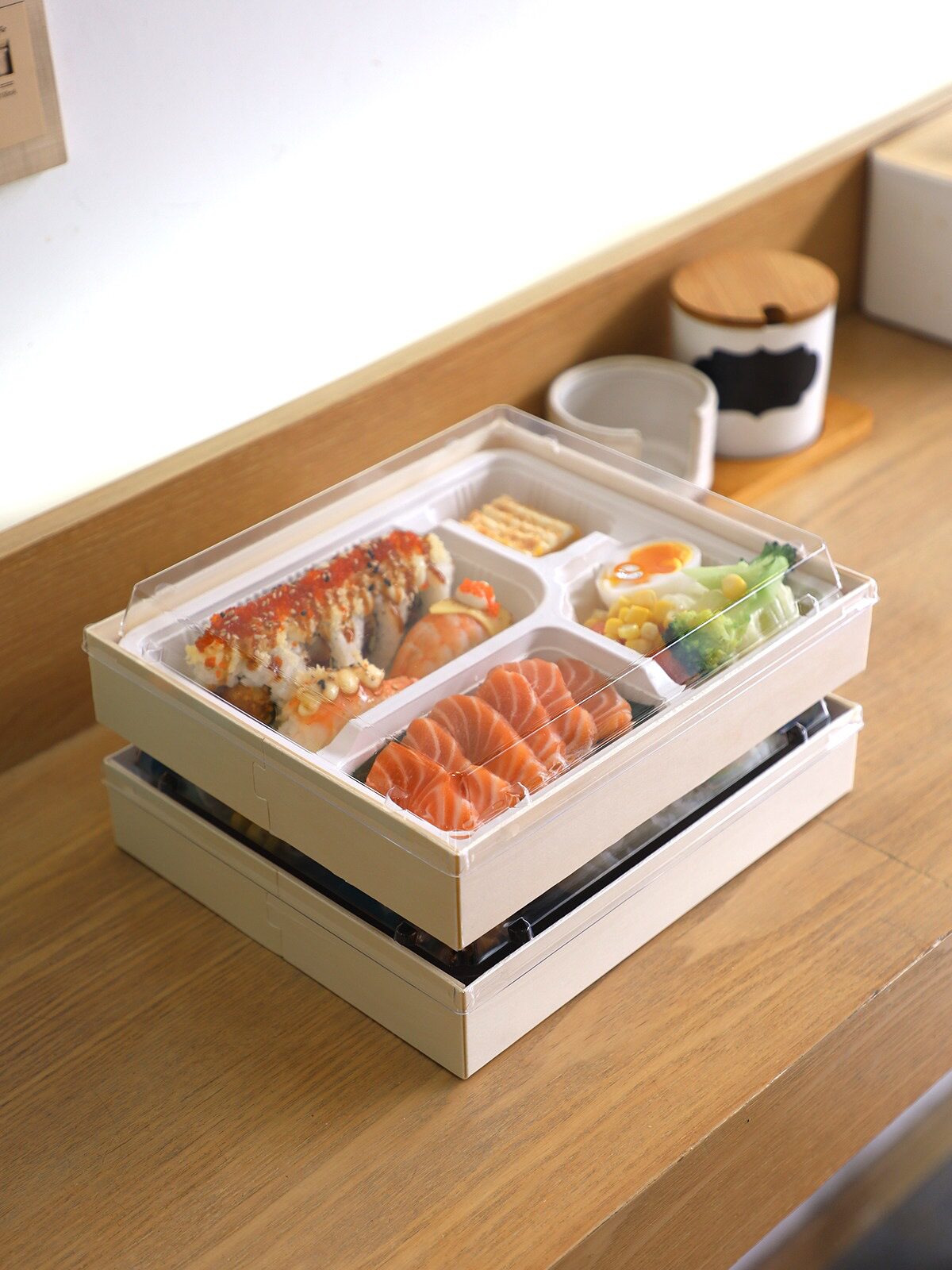 寿司打包盒一次性餐盒日式包装盒外卖饭盒木质便当盒日料商用盒J^