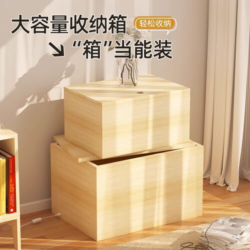 实木带盖抽屉收纳箱新潮
