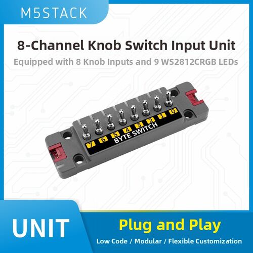 官方M5Stack Unit ByteSwitch 8路独立钮子开关输入单元  STM32