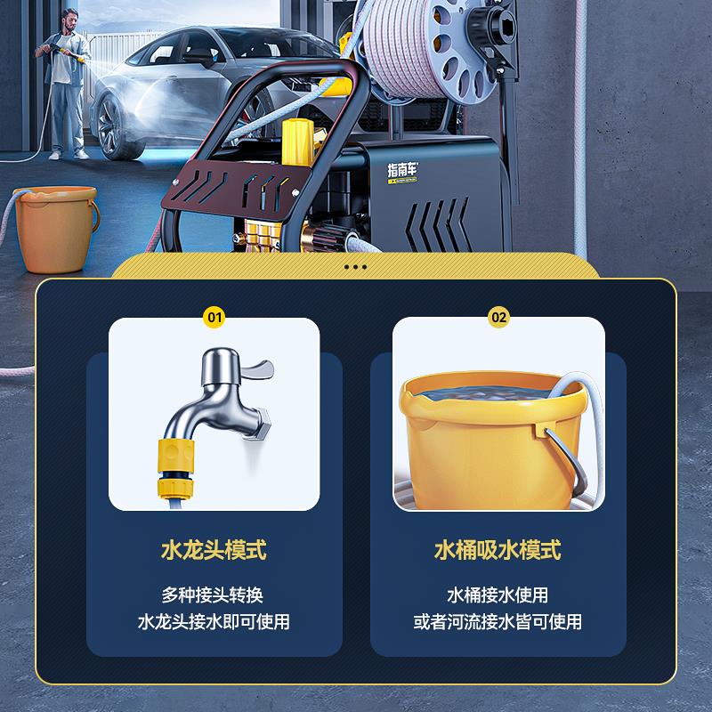 指南车洗车机神器高压水泵家用220V大功率刷车水枪便携式强力洗地