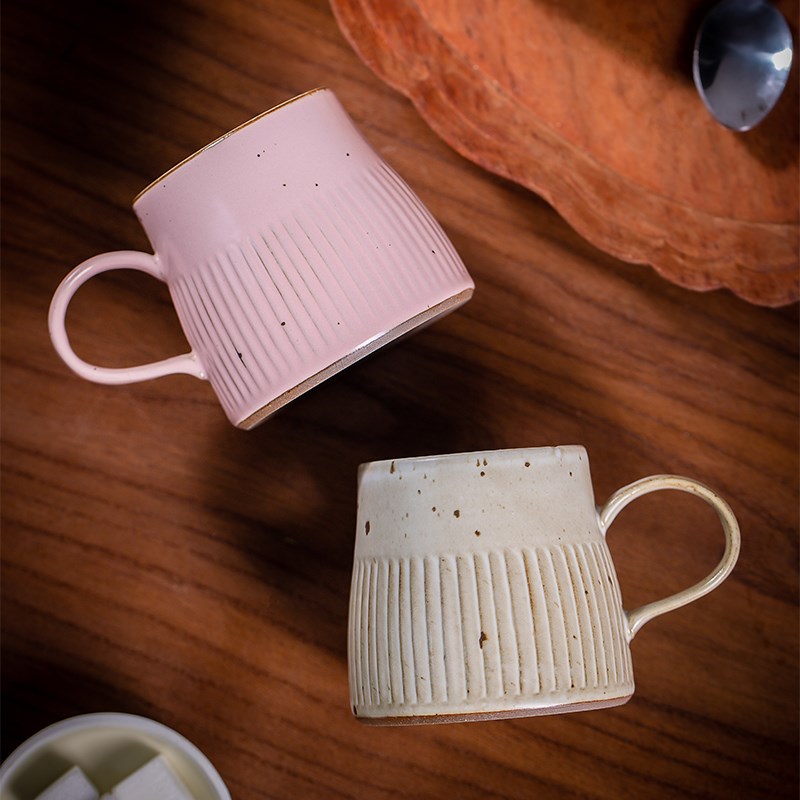莳绘金缮粗陶三色大肚杯创意陶瓷咖啡杯茶杯马克杯办公室喝水杯子