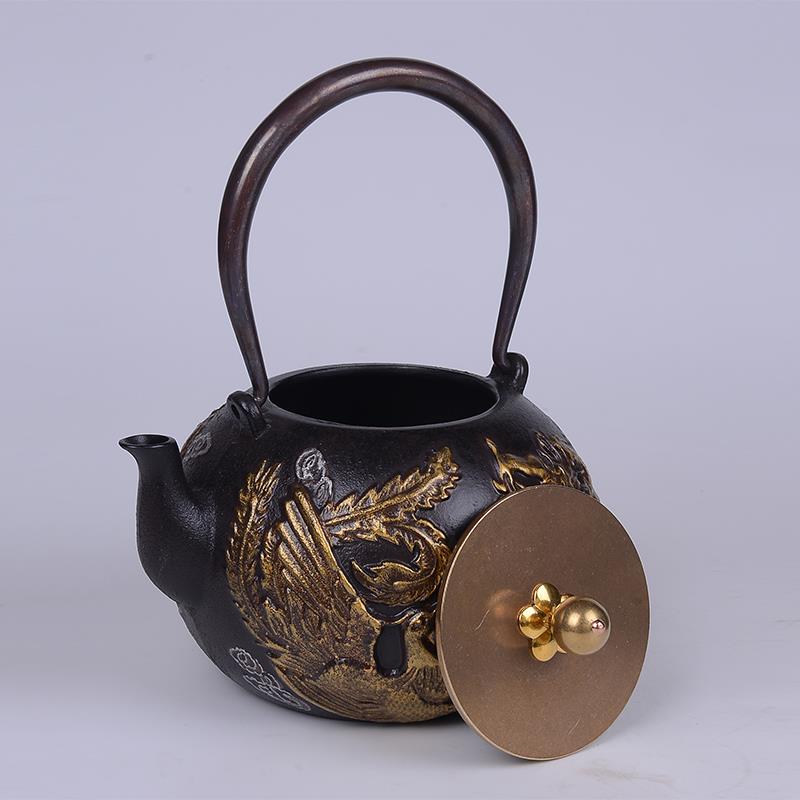典工堂铁壶日式手工铸铁壶龙凤戏珠家用烧水壶生铁茶壶茶具复古风