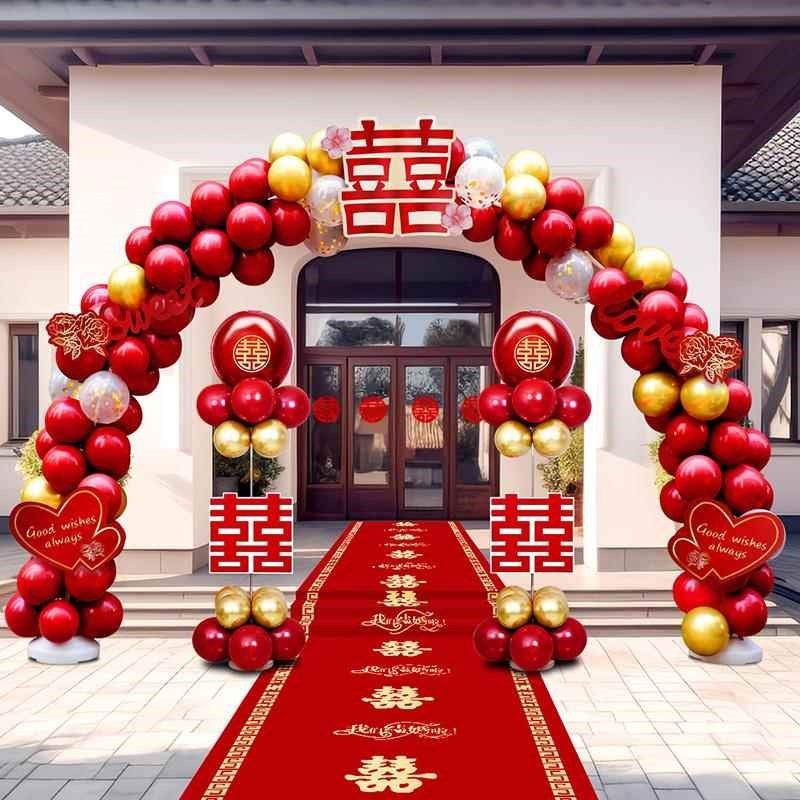 结婚婚礼气球布置婚庆用品订婚宴大门口装饰半圆拱形门支架拱门