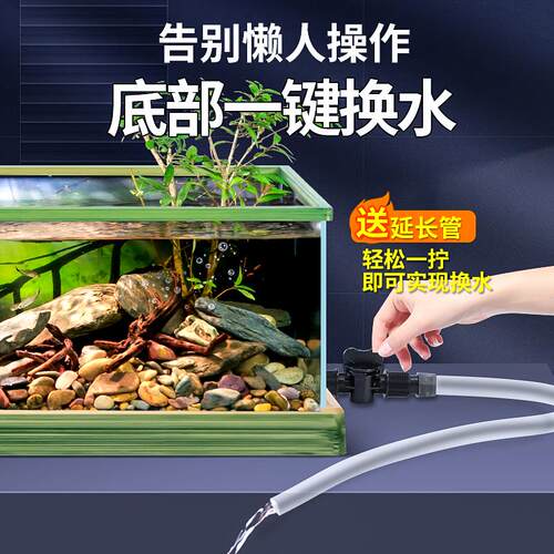超白玻璃南美风溪流桌面造景鱼缸客厅小型鱼龟共养生态新款乌龟缸
