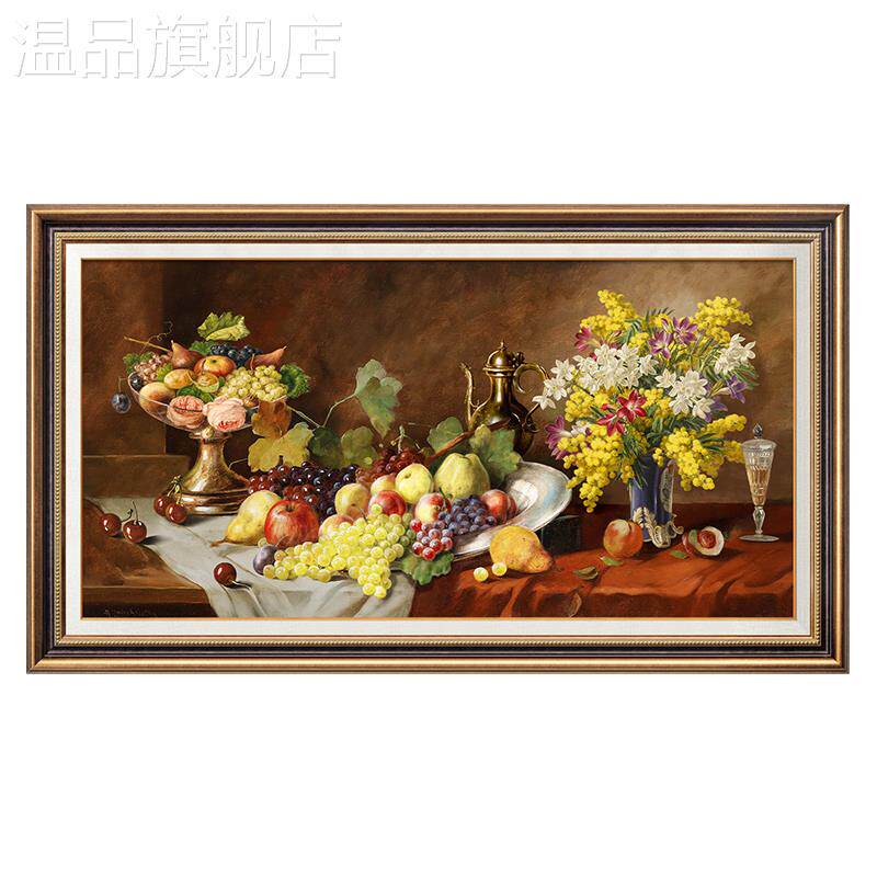 新款美式餐厅装饰画温馨饭厅墙面欧式客厅沙发背景墙画油画手绘画