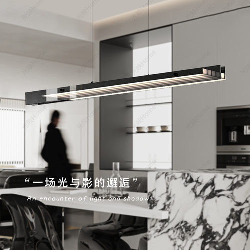 意式轻奢餐厅吊灯高端现代极简岛台吧台长条玻璃设计师一字餐厅灯