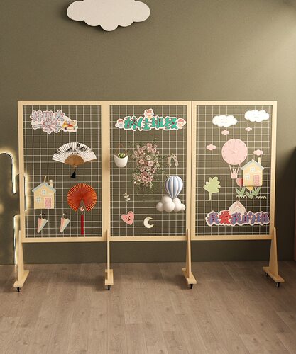 节日移动展示架网格置物架展示幼儿园幼儿手木作子实实木架子收纳