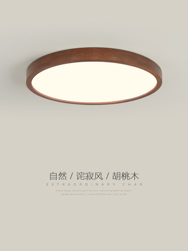 卧室灯北欧超薄阳台过道走廊现代简约创意胡桃木极简书房吸顶灯具