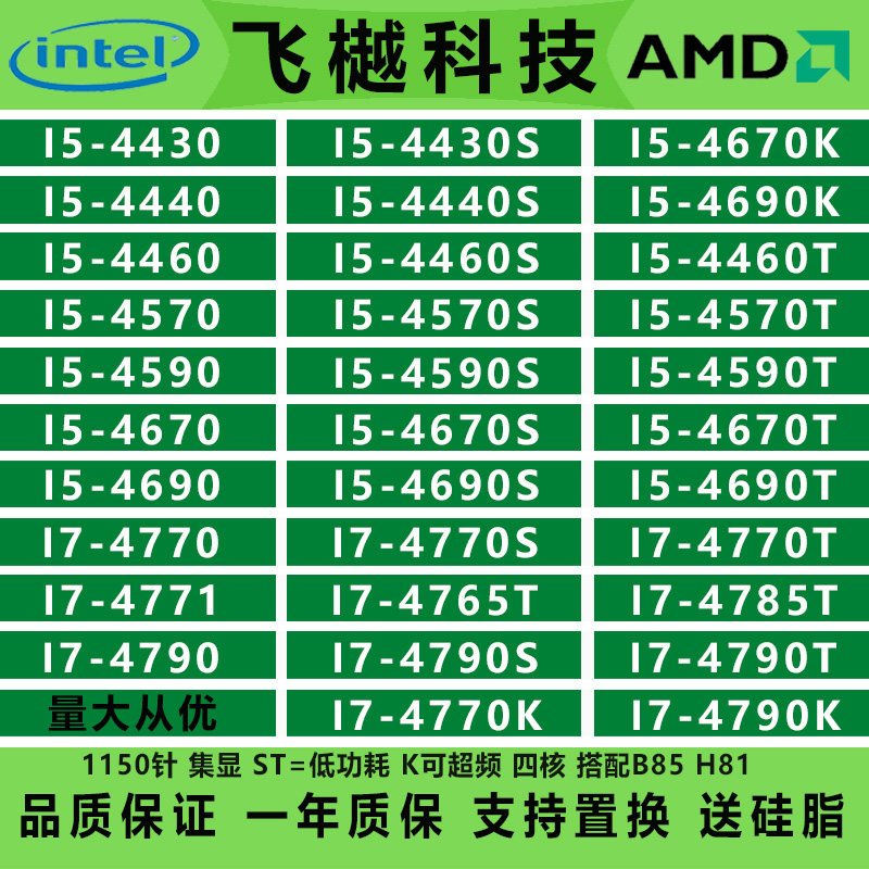 I5 4430 4440 4460 4570 4590 4670 4690 i7-4770 4790 4765T S K