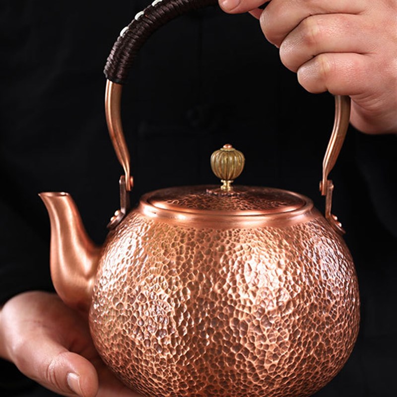 茶道高端手工铜壶烧水壶煮茶壶手工纯紫铜茶壶红铜家用沏茶壶茶具