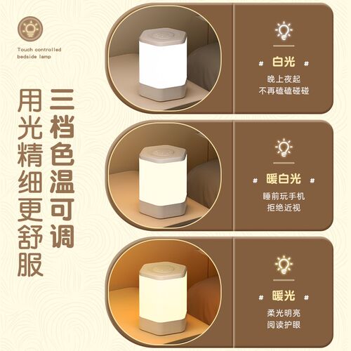 护眼充电式床头灯触摸式台灯遥控小夜灯超长续航照明灯卧室睡眠灯