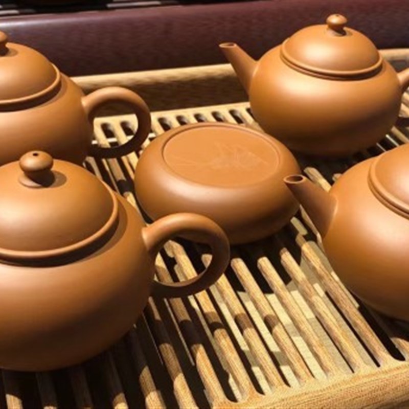 蔡铿全手工紫砂茶壶 潮州红泥小品壶 水平梨形泡茶壶 100毫升中式