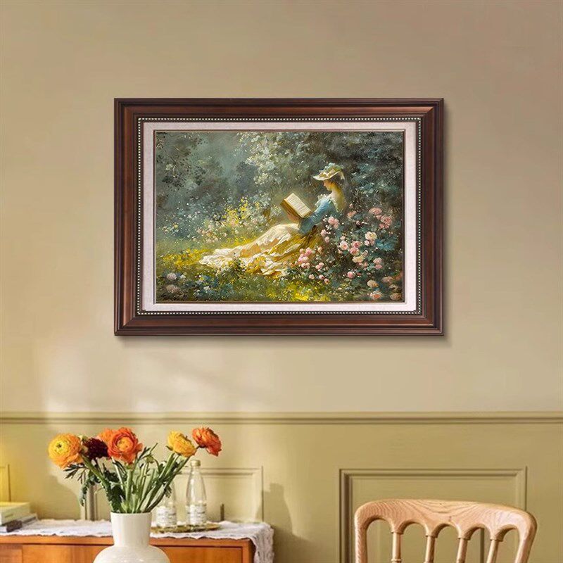玄关装饰画人物油画客厅春天花园壁画单幅艺术挂画卧室饭厅墙画
