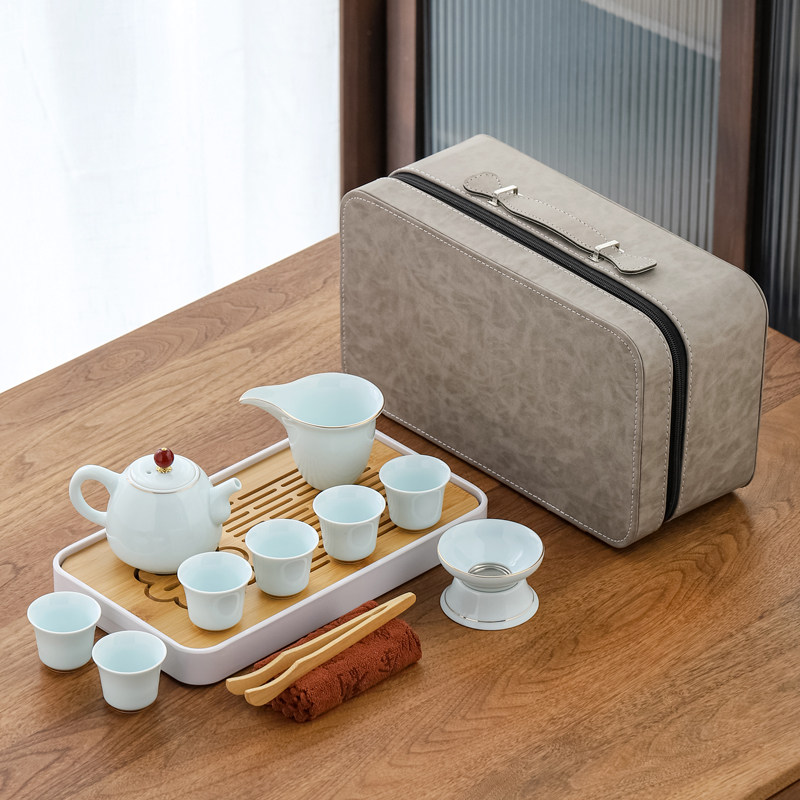 日式旅行茶具套装小型套装家用简约泡茶壶陶瓷茶杯户外盘便携式包