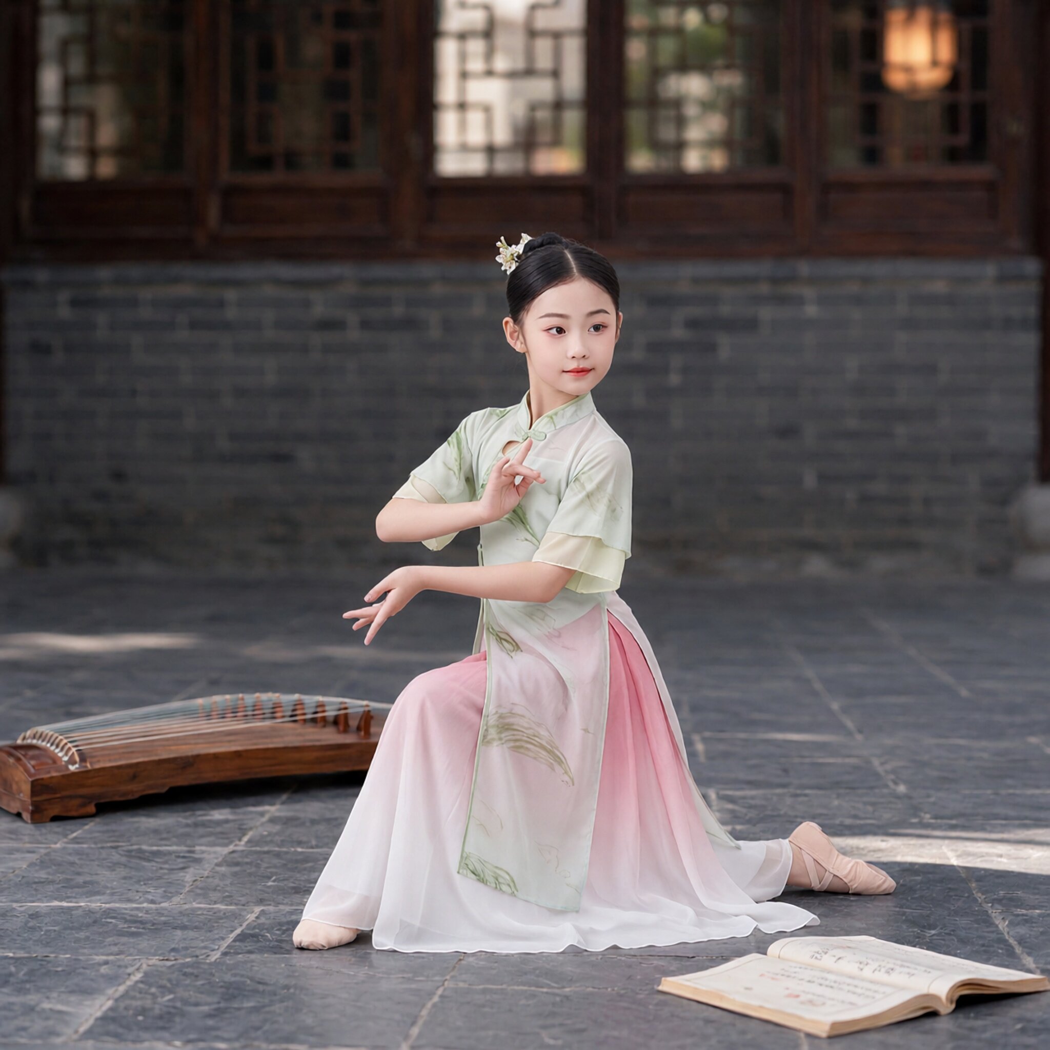 小船谣女童古典舞中国风演出服