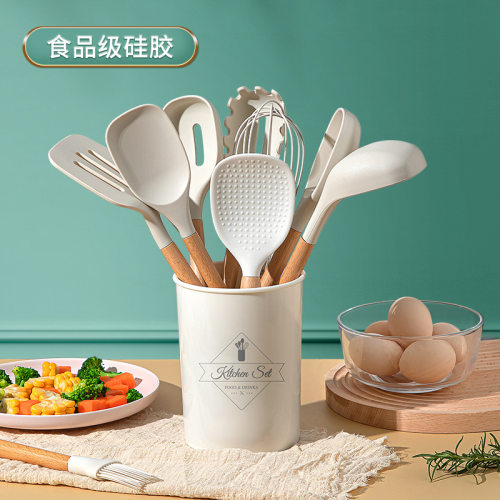 食品级硅胶不粘锅木柄铲勺11件套