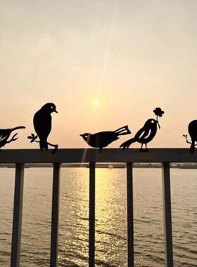 围栏影花园鸟雕塑风乡村篱笆铁艺祇院装鸟剪前摆件饰五庭院木栅栏