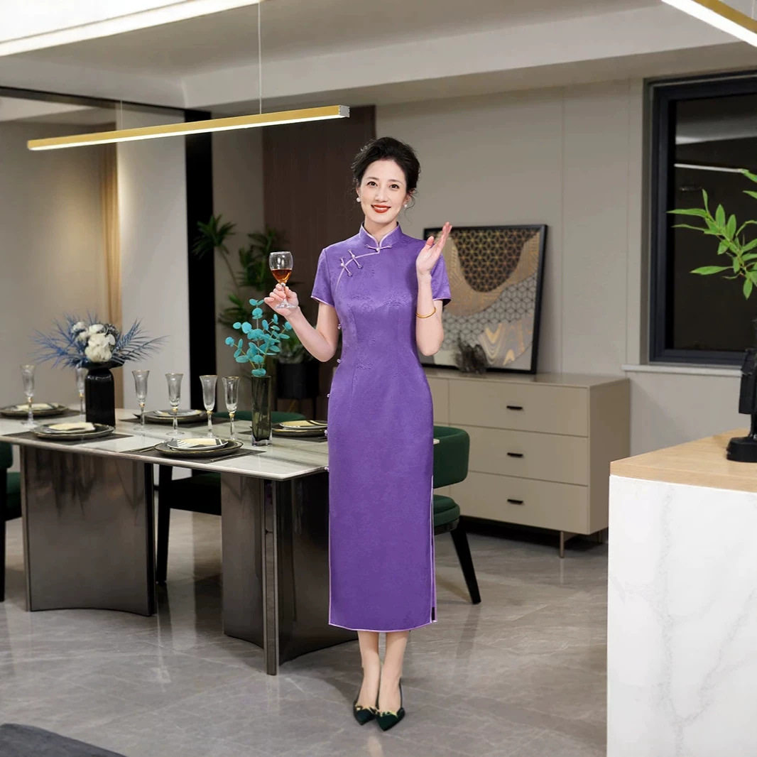2026新款中式旗袍婚庆婚宴妈妈装提花高级感连衣裙日常可穿春夏季