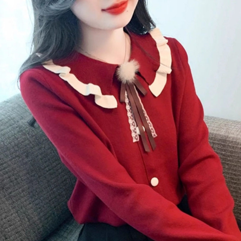 小香风娃娃领针织衫设计
