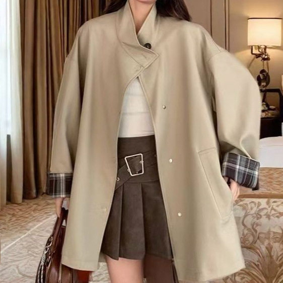 英伦风立领风衣外套女春