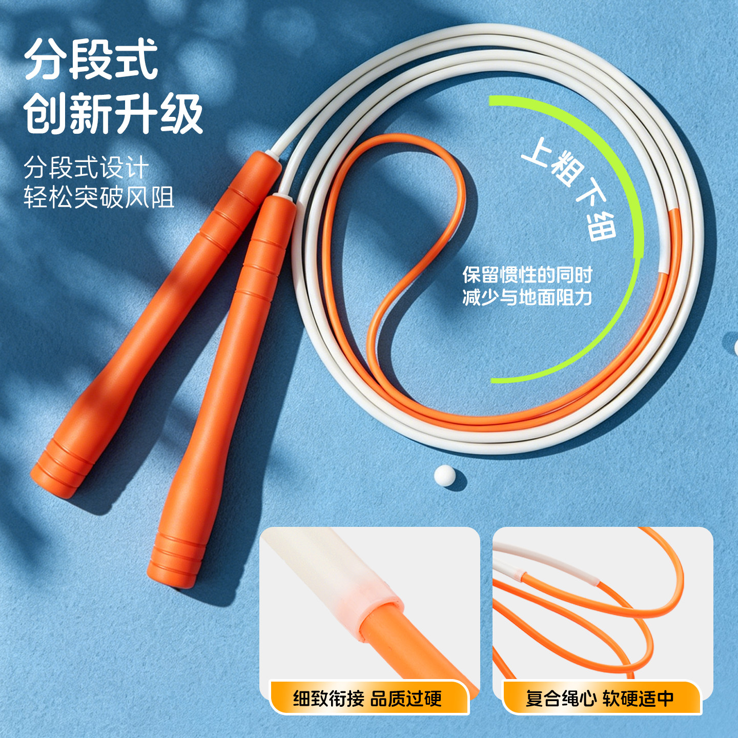 向左转儿童分段式跳绳中小学生专用长手柄不打结提速花样竞速训练