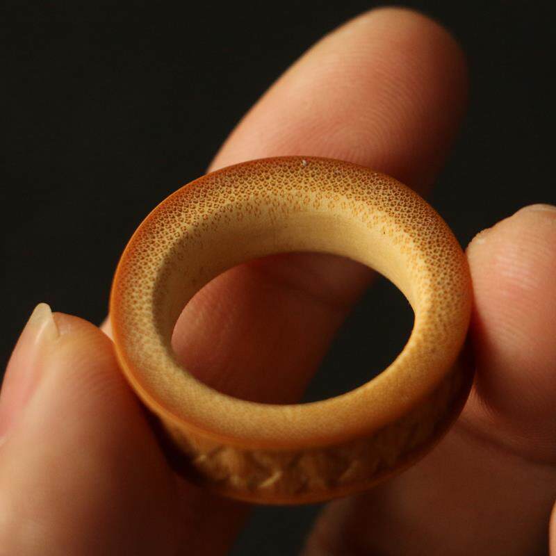 精品纯手工雕刻席面老玉竹指环文玩竹雕挂坠竹戒指小挂件吊坠竹圈