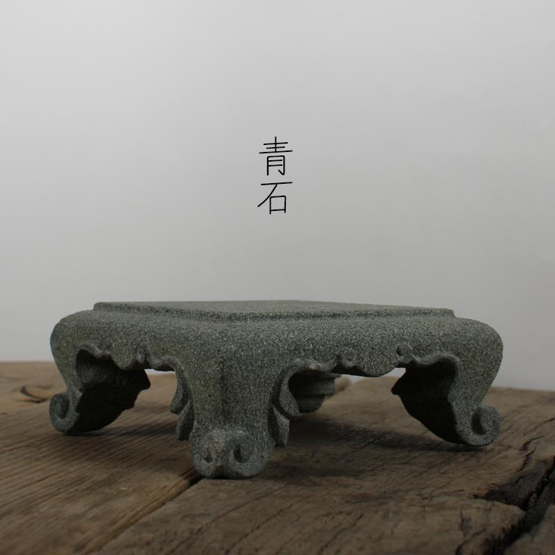 天然青石雕刻花盆底座石头盆景座摆件盆栽石台桌面方案台花架景观