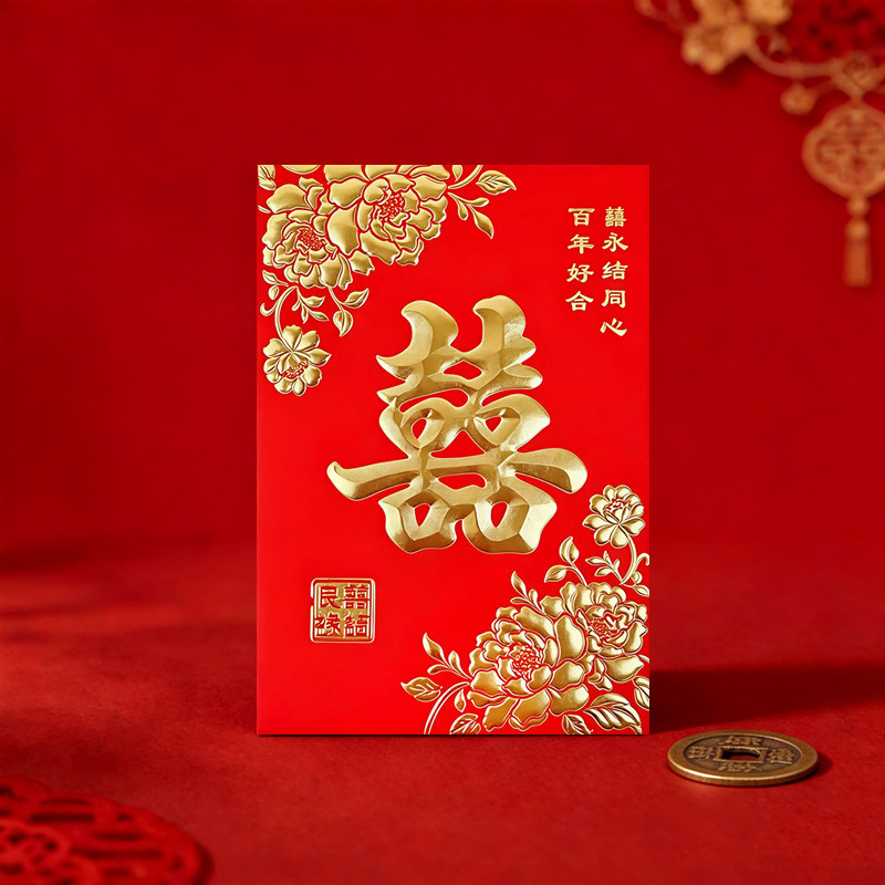 结婚喜字软纸利是封喜庆红包袋图片