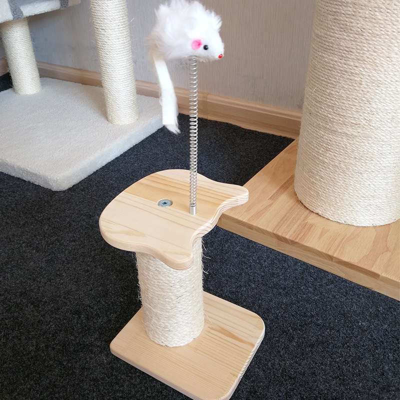 小型实木猫架子猫玩具弹簧鼠小猫台猫爬架猫抓柱剑麻绳猫磨爪用品图片