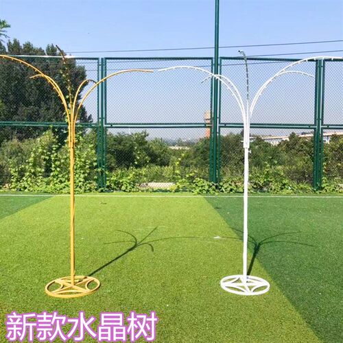 2019新款婚庆道具铁艺水晶树可升降 路引婚礼t台摆件珠帘许愿树