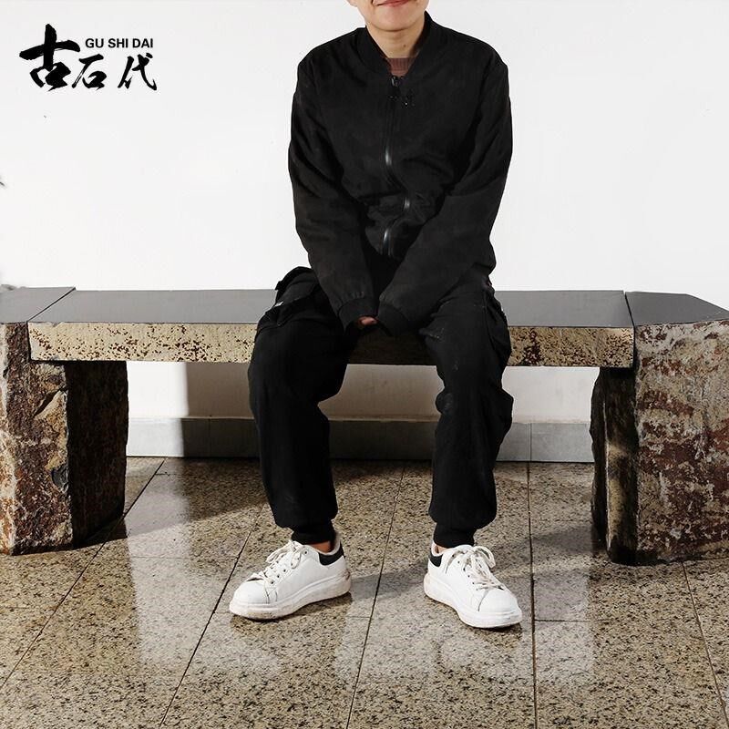 长凳六方石户外天然石材原石石凳庭院别墅石头长椅座椅公园装饰
