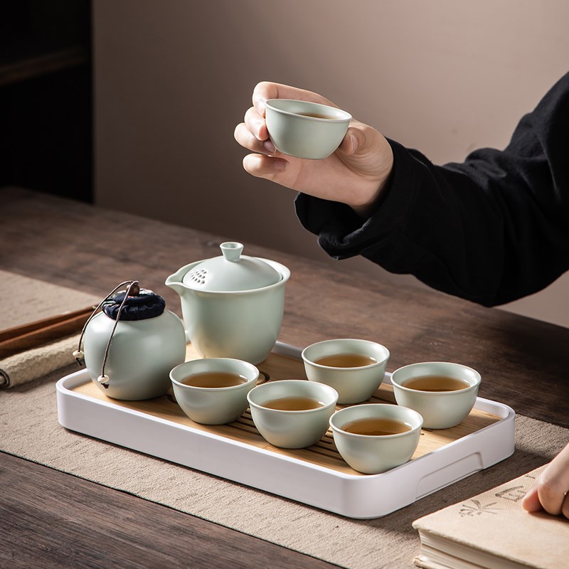 旅行茶具套装家用茶盘盖碗功夫茶具车载户外露营便携式茶杯茶叶罐