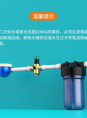 泉途 10寸白色大胖前置滤瓶6分1寸铜口 全屋前置过滤器净水器配件