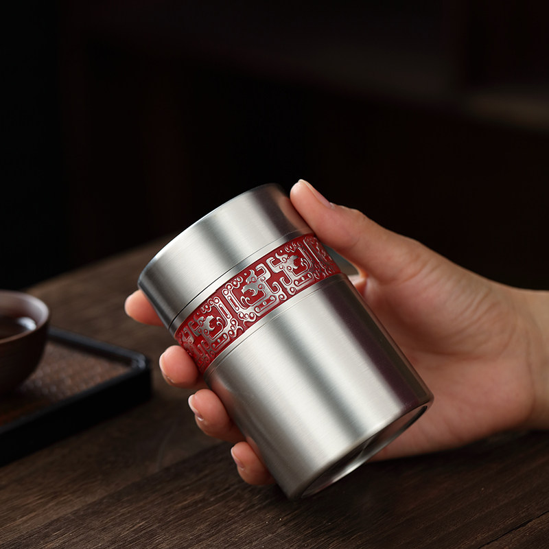 纯锡茶叶罐 锡罐密封精品储物储茶罐高档家用茶叶盒小号定制logo