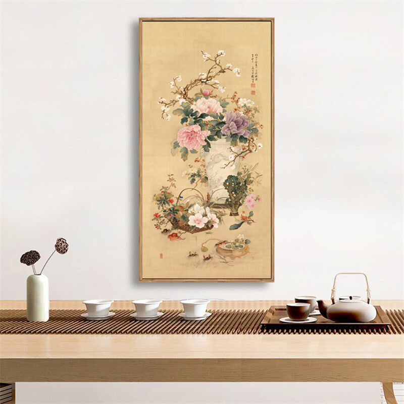 岁朝清供图挂轴条幅卷轴新中式装饰画花鸟画名画复制玄关书房挂画