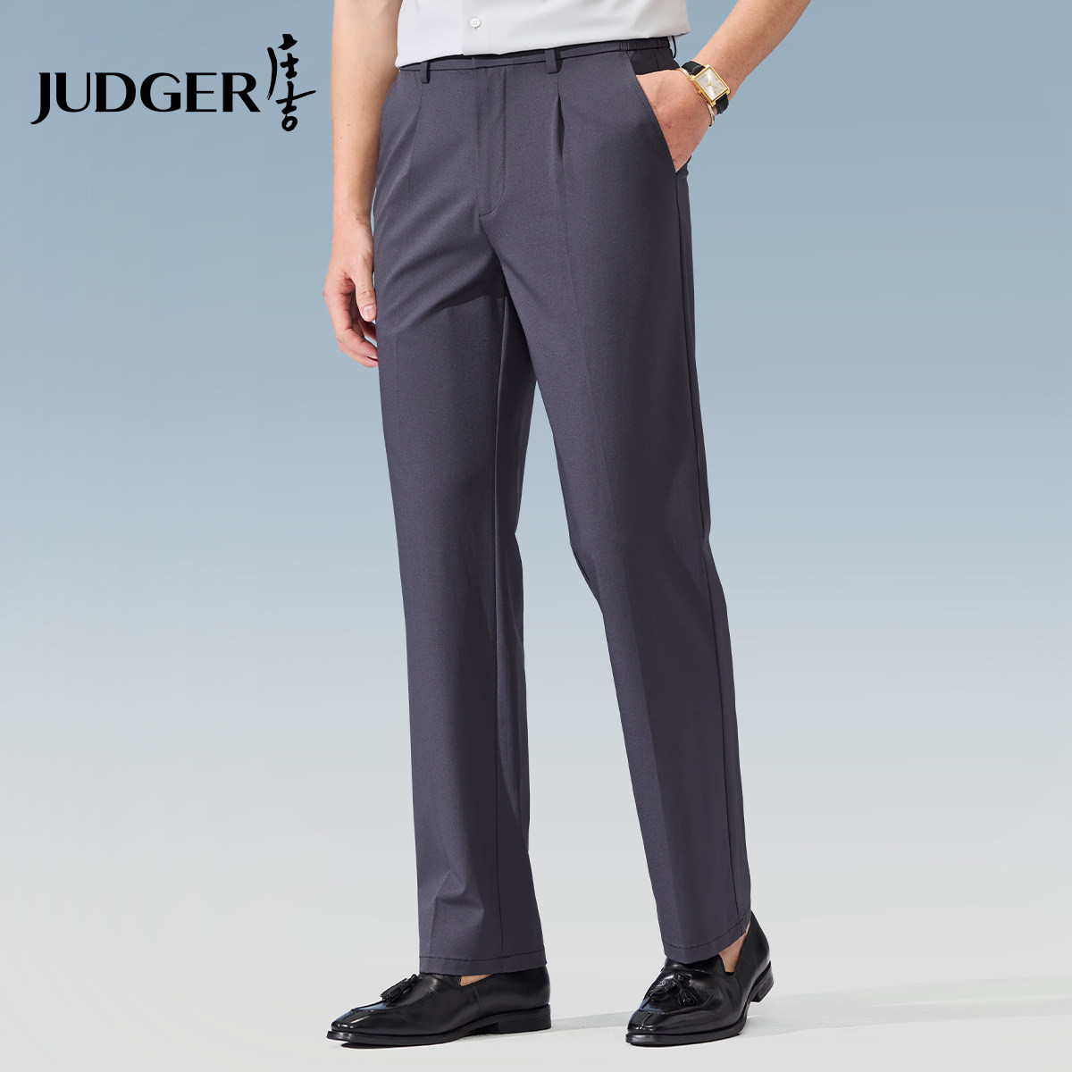 庄吉男士休闲裤通勤透气直筒长裤