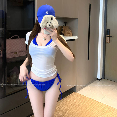 碧海绝美克莱因蓝比基尼小胸聚拢