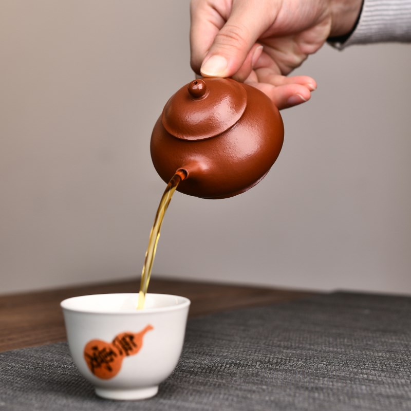 全纯手工原矿朱泥大红袍紫砂壶泡茶壶家用功夫茶具小品潘壶100cc